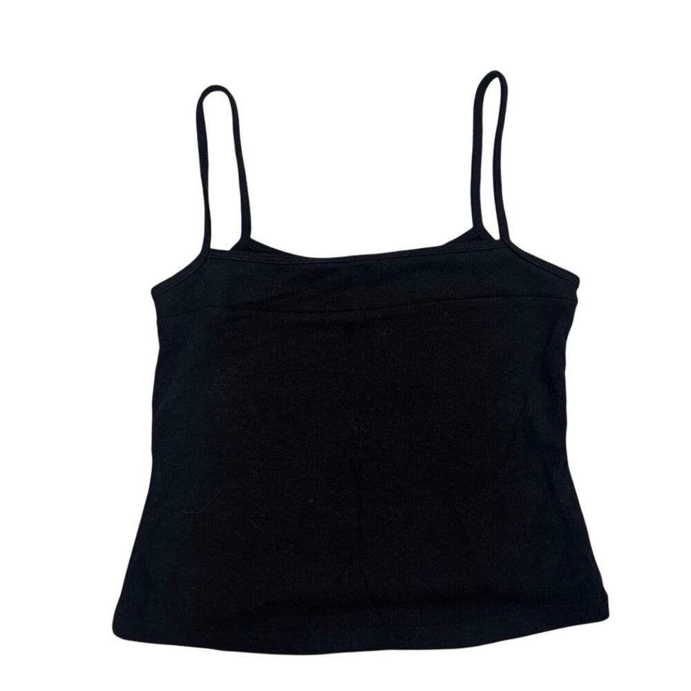 Reformation Cropped Tank 🖤 Simple Black Spaghetti‑Strap Top - Size S